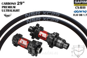 Compra en Nosoloruedas tus ruedas ligeras MTB de 29 pulgadas con llantas de carbono NSR XC 29 y bujes DT Swiss 240.